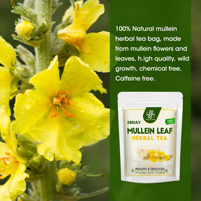 Natural Mullein Leaf Tea- Herbal Respiratory Supplement - for Lung Cleanse, Support Better Respiratory & Immune Function
