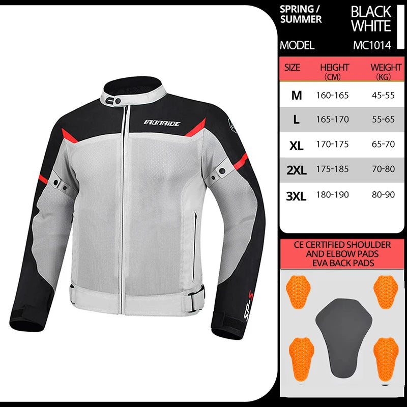 Motorcycle Jacket Anti-fall Breathable Summer Men Coat Moto Protective Gear Motorbike Riding Clothing Moto Jacket