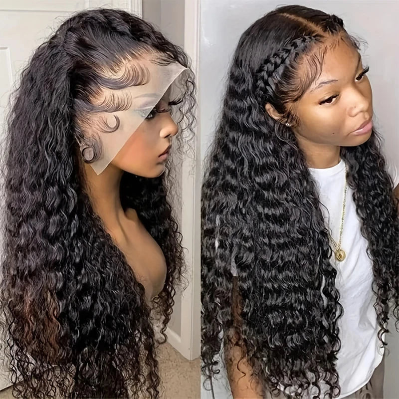 40 Inch Brazilian Human Hair 200 Density 13x6 Lace Front Human Hair Curly Wig For Women Pre Plucked13x4 Hd Water Wave Wig
