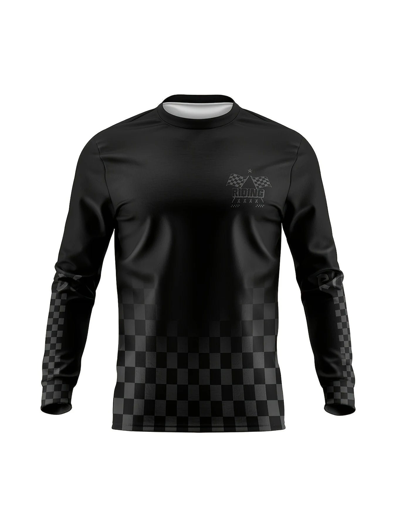 Motorcycle Riding Apparel - All-Season Outdoor Racing Gear - Streamlined Design With Checkered Pattern, Suitable For Sports.