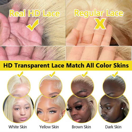 13x4 13x6 Full Frontal Lace 613 Blonde Colored Straight Human Hair Wigs Lace Front Wigs For Women 34 36 Inch