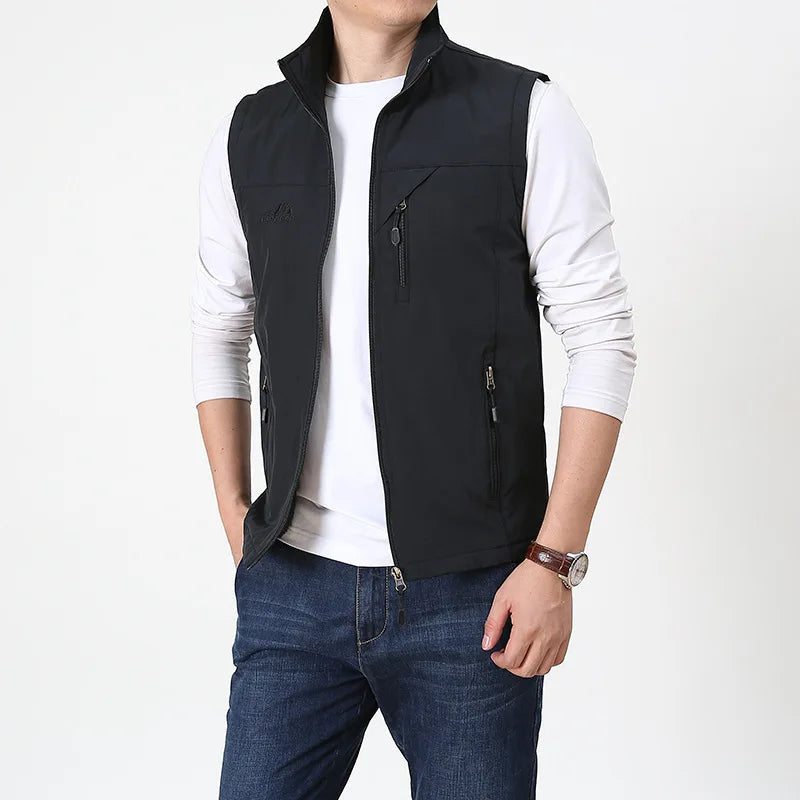 Summer Men Tactical Hiking Fishing Vest Multi-pocket Photographer Waistcoat Outdoor Leisure Male Thin Cargo Jacket Vests S-6XL
