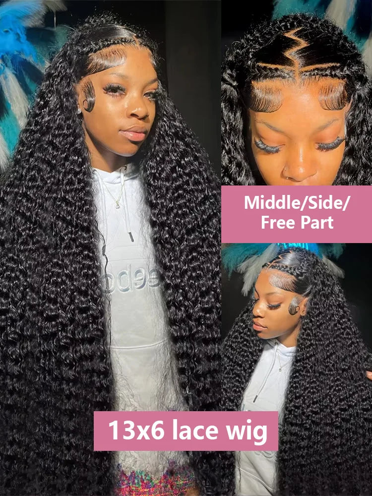 HD 13x6 Deep Wave Lace Frontal Wigs 300 Density 40 50 Inch 13x4 Water Wave Curly Lace Front Human Hair Wigs For Women Preplucked