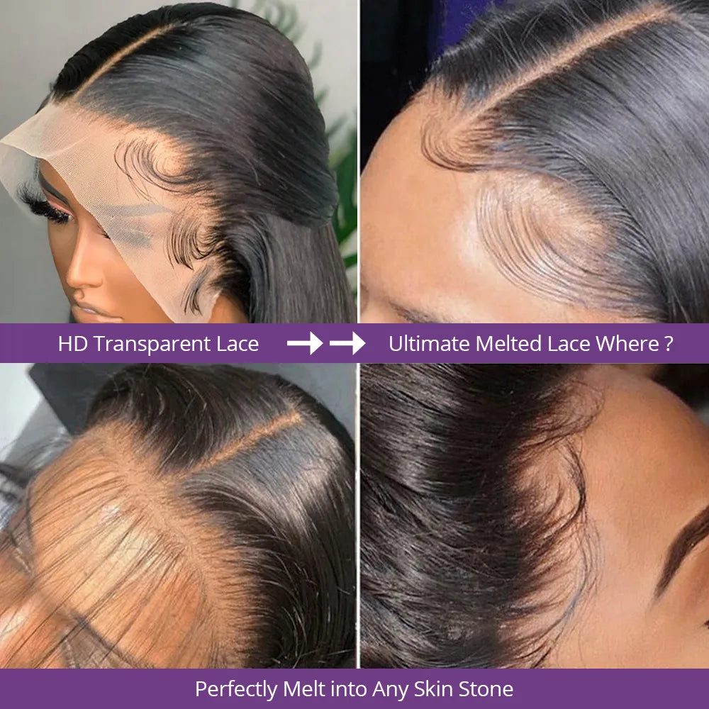 30 40 Inch Bone Straight 13x4 13x6 Hd Transparent Lace Frontal Wigs For Women 360 Pre Plucked Lace Wig Human Hair Lace Front Wig