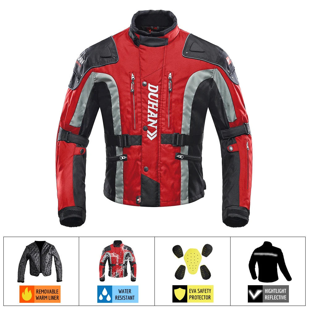 DUHAN Winter Motorcycle Jacket Moto Pants Wear-resistant Motocross Jacket  Windproof Moto Protector Touring Clothing