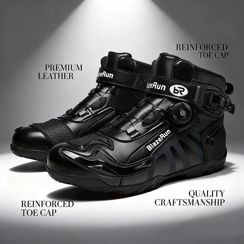 Motorcycle Shoes Microfiber Leather Motorcyclist Boot Rubber Sole Men's Biker Boot Anti-slip Enduro Shoes Moto Cross Motorboats