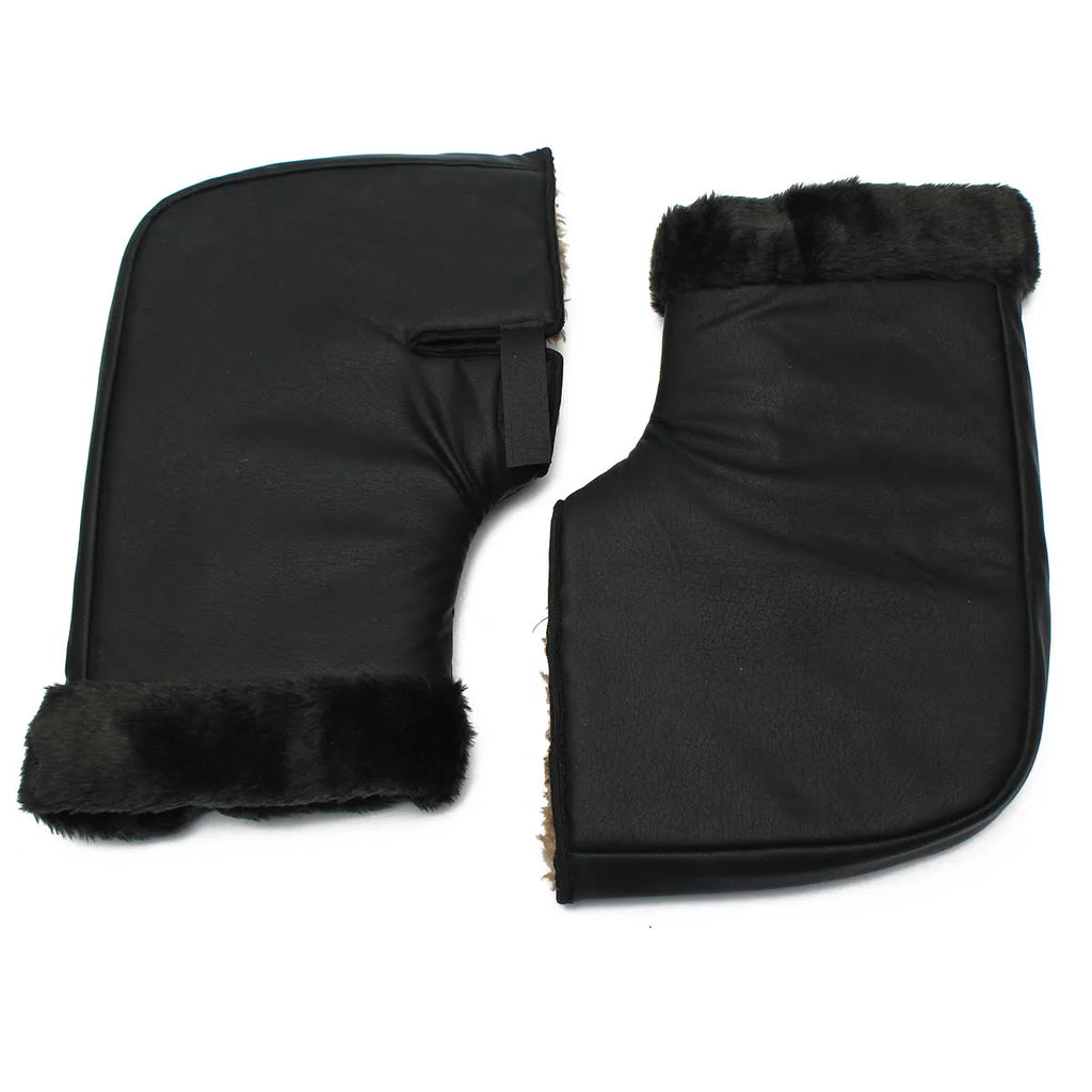 2X Motorcycle/Scooter Handlebar Hand Muffs Winter Thermal Handlebar Gloves Black PU Windproof Waterproof Motorbike Riding Gloves