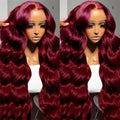30 Inch Brazilian Loose Body Wave 99J Burgundy 13x4 Lace Frontal Wig 220% Density Pre Plucked 13x6 HD Lace Front Human Hair Wig