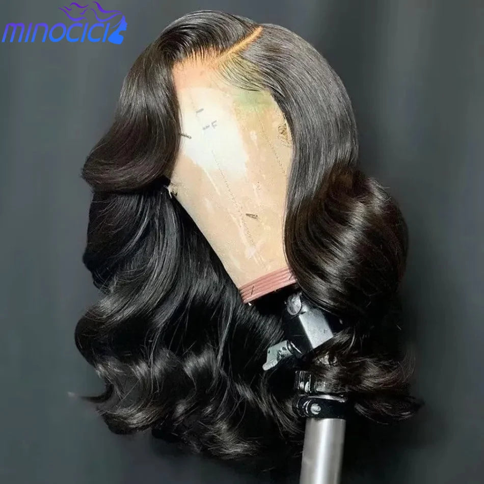 Body Wave Short Bob Wig Human Hair 13X6 Hd Lace Frontal Wig 5X5 Hd Lace Closure Wig Black Pre Plucked Brazilian Glueless Wigs