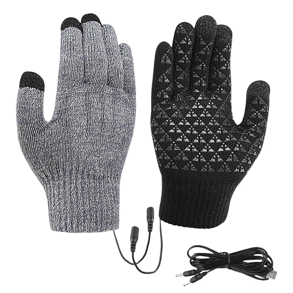 Motorcycle Bicycle Gloves Touch Screen Electric Heated Gloves Full Finger Warmer for Backpacking Mountaineering Riding Camping