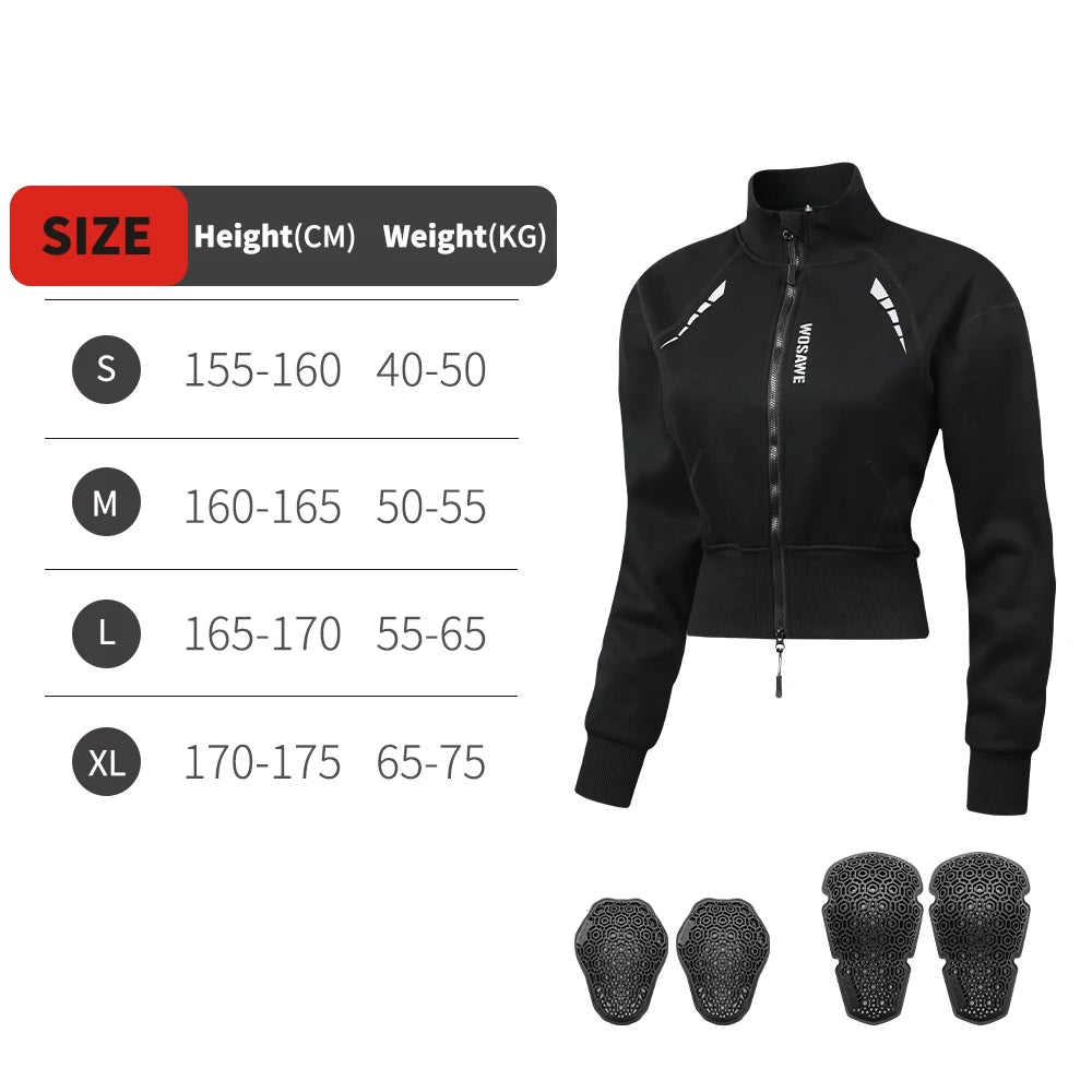WOSAWE Winter Women Motorcycle Jacket Women Motorbike Riding Coat With Soft Pads Casual Moto Riding Clothes