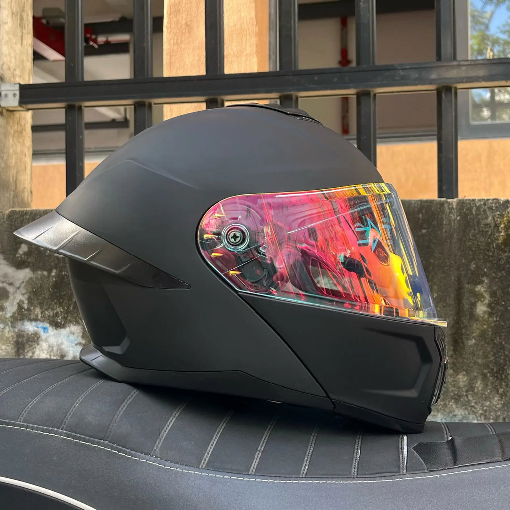 ORZ Motorcycle Helmet Dual Visor Modular Flip Up Full Face Helmet Cascos Para Moto Motocross Night Vision Lens DOT Approved