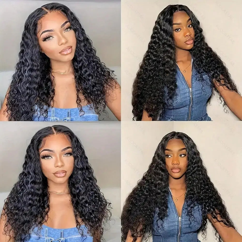 250% Density Virgin Human Hair Deep Curly 13x4 HD Transparent Lace Frontal Wig Brazilian Deep Wave Wig