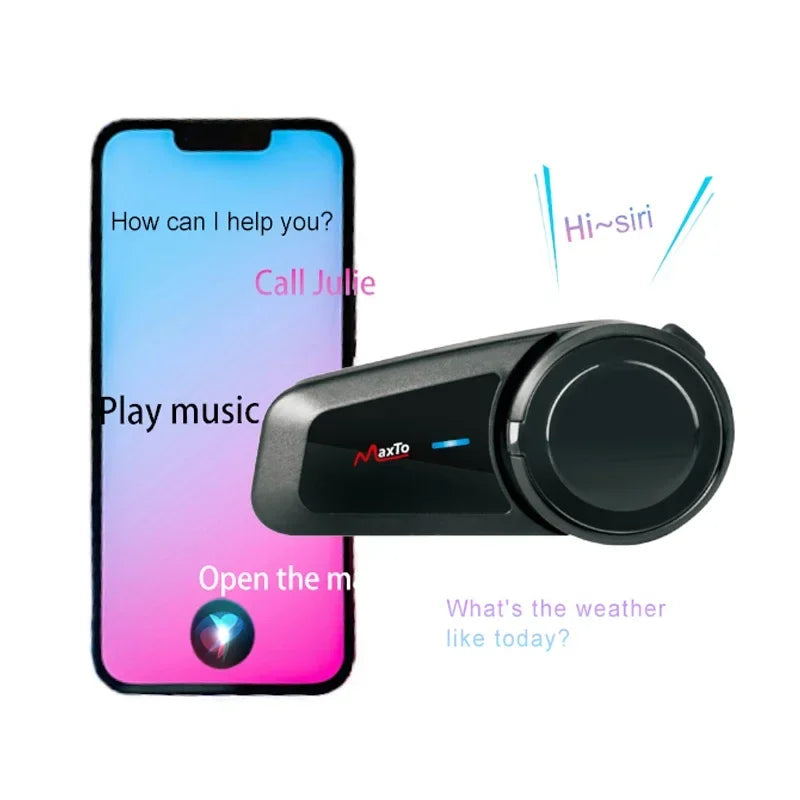 2PCS Maxto M2 Motorcycle Helmet Bluetooth Headset Intercom 6 Riders 1000M Intercom Support FM MP3 Waterproof IP67