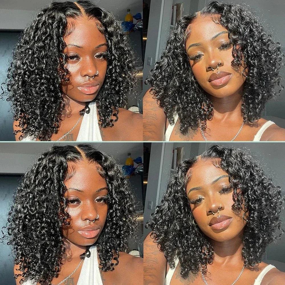 Brazilian Short Bob 100% Human Hair 13x4 Lace Frontal Human Hair Deep Wave 13x4 Lace Front Curly 4x4 Lace Closure Wigs For Women