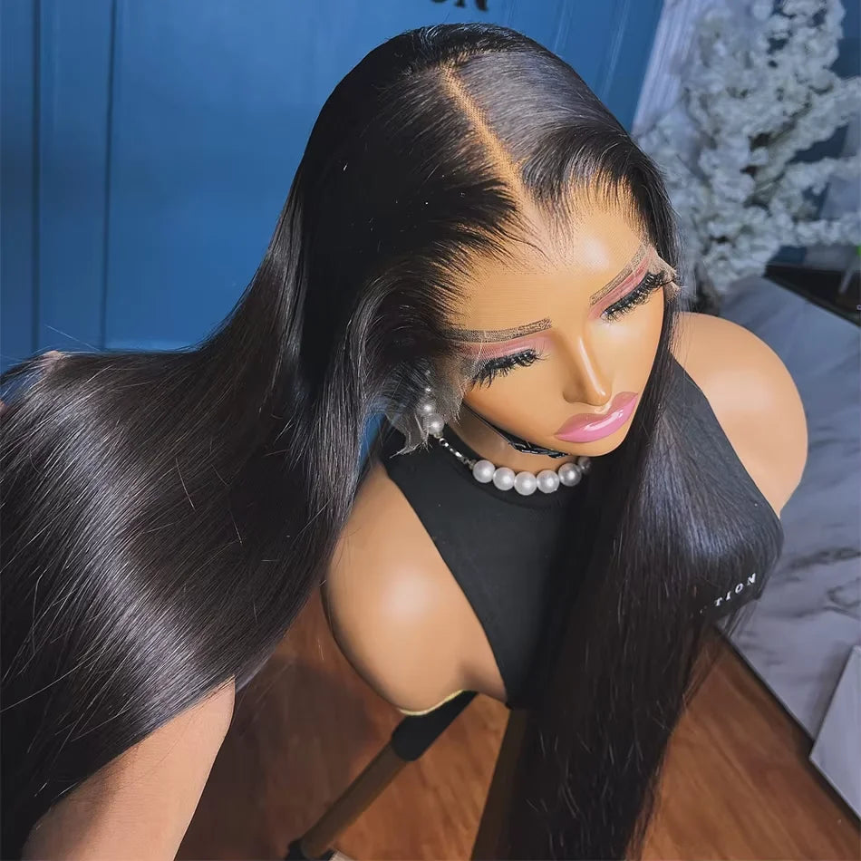 250% Density Straight HD Transparent 13x6 Wig Brazilian Lace Front 30 40 Inch 13x4 Human Hair Wigs Lace Front For Black Women