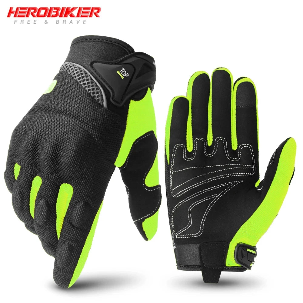 Motorcycle Gloves Summer Breathable Moto Full Finger Gloves Touch Screen Riding Motobike Gloves Moto Protective Gloves 6 Colors