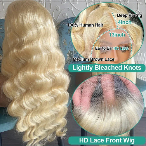 613 HD Lace Frontal Wig 13x6 Human Hair Wigs 30 Inch Body Wave Wig 250 Density Transparent Lace Brazilian Hair Summer Breathable
