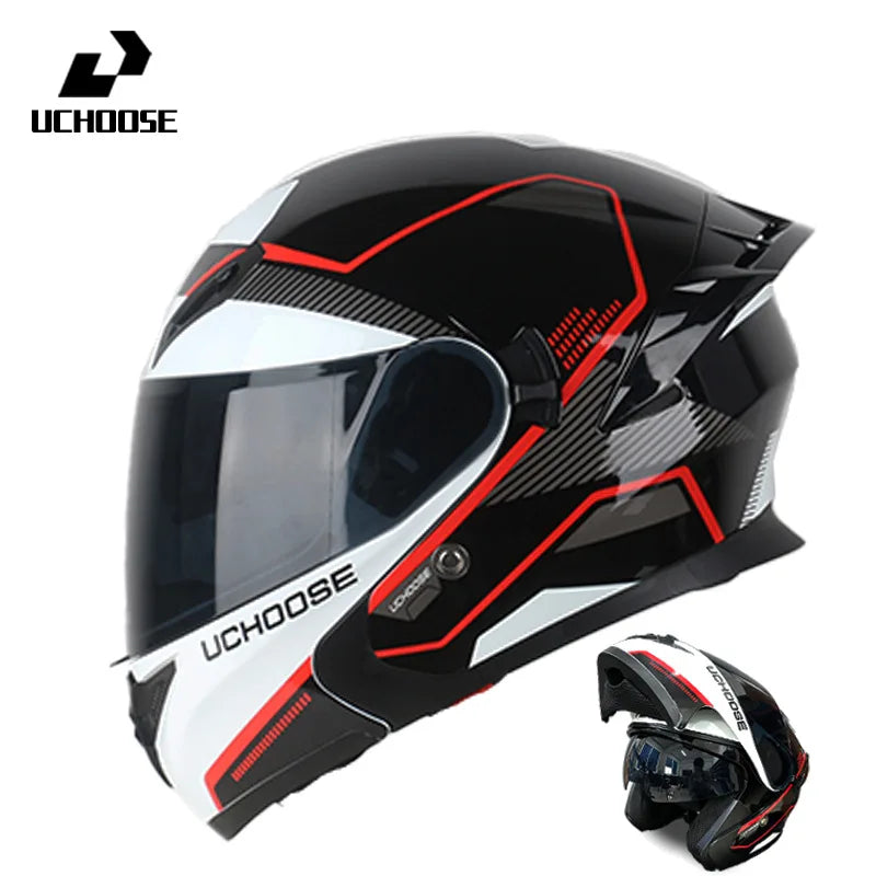 Motorcycle Helmet Dual Lens Cross-section Helmet Outdoor Cycling Flip Up Helmet Capacete Casco Moto with Bluetooth Headphones