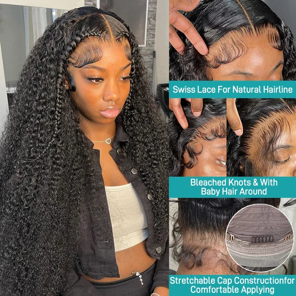 Curly Wig Human Hair 40 Inch Hd Lace Wig 13x6 Human Hair Deep Wave Frontal Wig Water Wave Lace Front Wig Brazilian Hair Wigs
