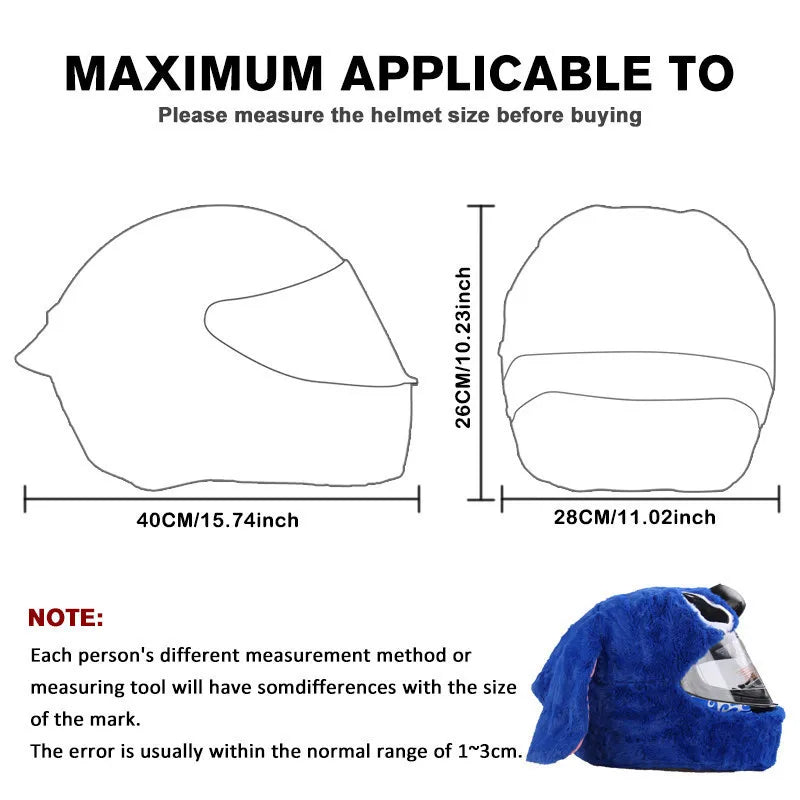 Uchoose Motorcycle Helmet Cover Cartoon Plush Helmets Hat With Crazy Large Flexible Ears Funny Helmet Protective Case For Riding
