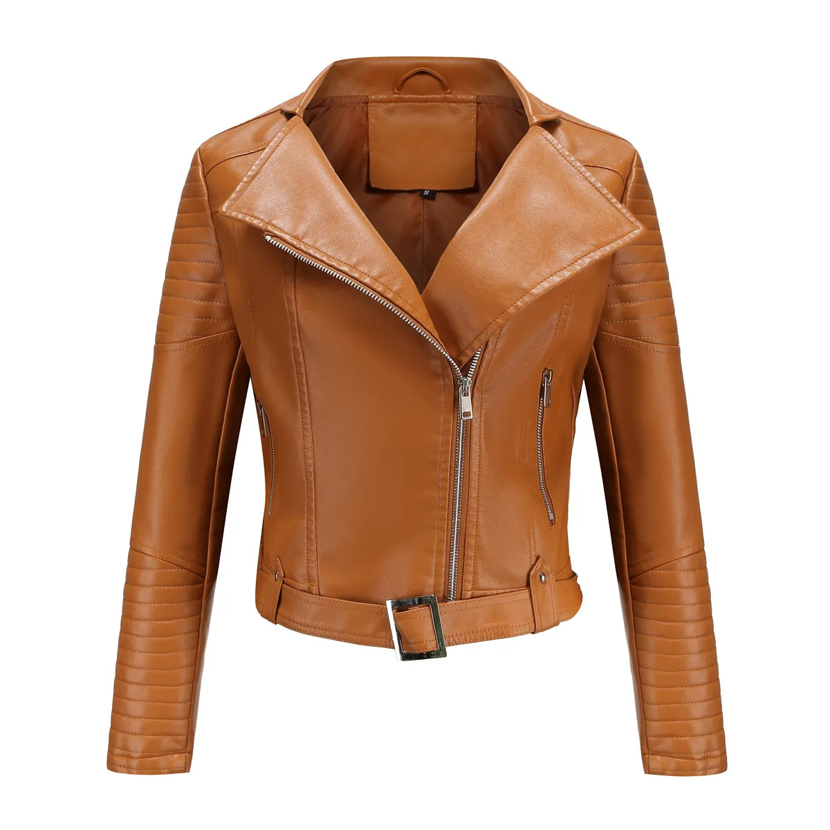 black high-quality clothing Leather coat spring women leather jacket slim motorcycle clothing Zipper fashion jackets and coats