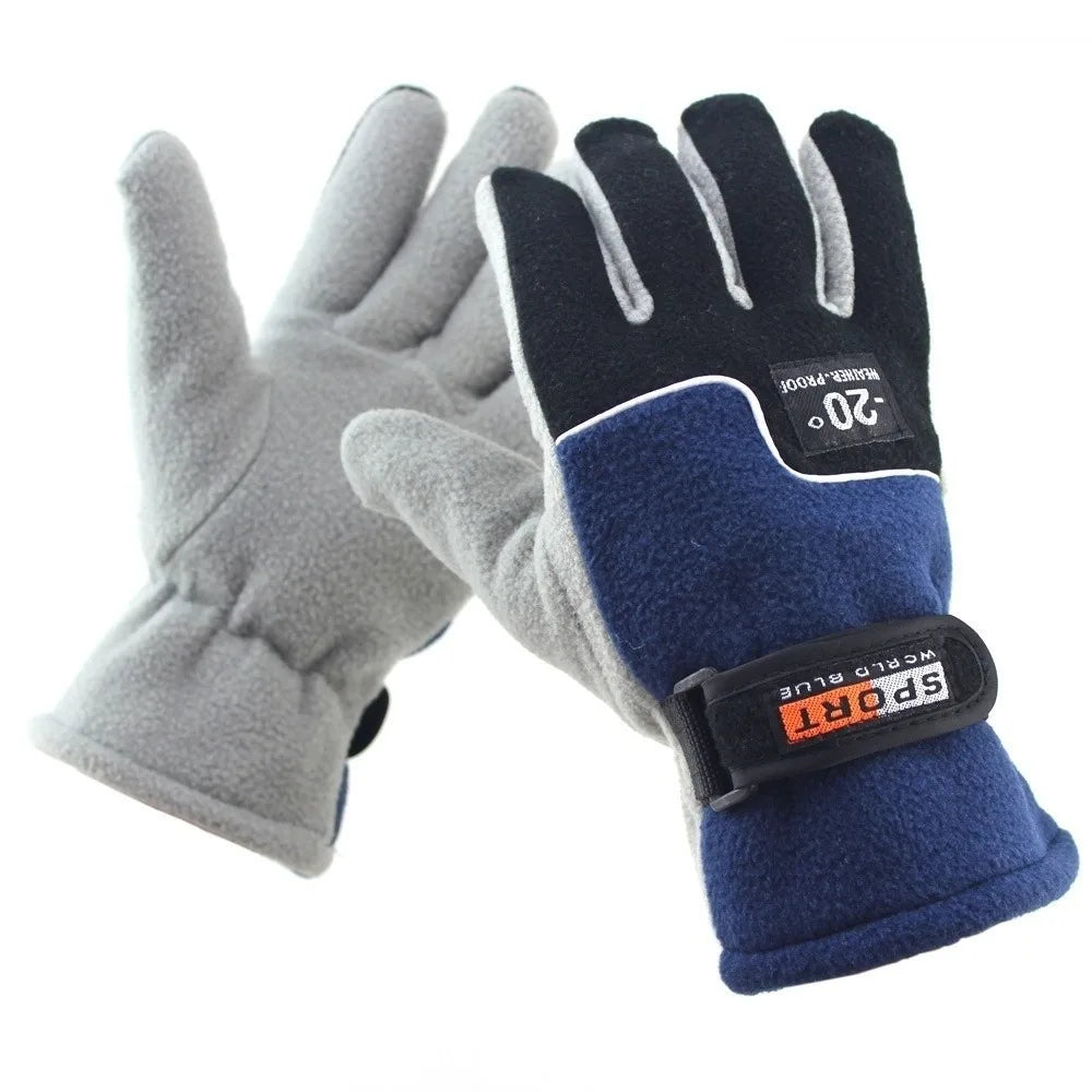 Winter Warm Gloves Outdoor Skiing Cycling Outdoor Sports Five Fingers Mittens Plush Thickening For Men Warm Motorcycle Gloves