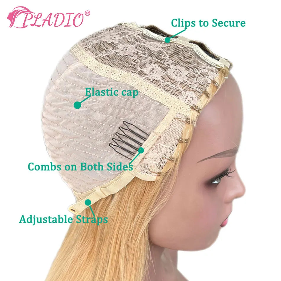 U Part Wigs 100% Human Hair Long Wigs Brazilian Straight Wigs No Lace For Women 14-28 Inch 180% Density