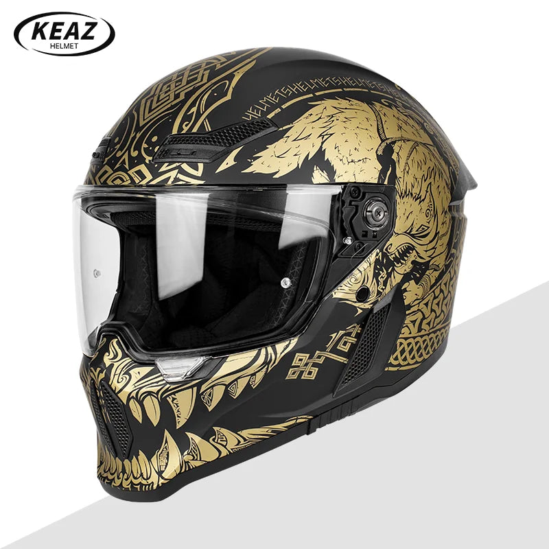 Personalized Retro Black Motorcycle Helmet Men Women Full Helmet for Motorcycles DOT Cover Suitable for All Seasons and Anti-Fog
