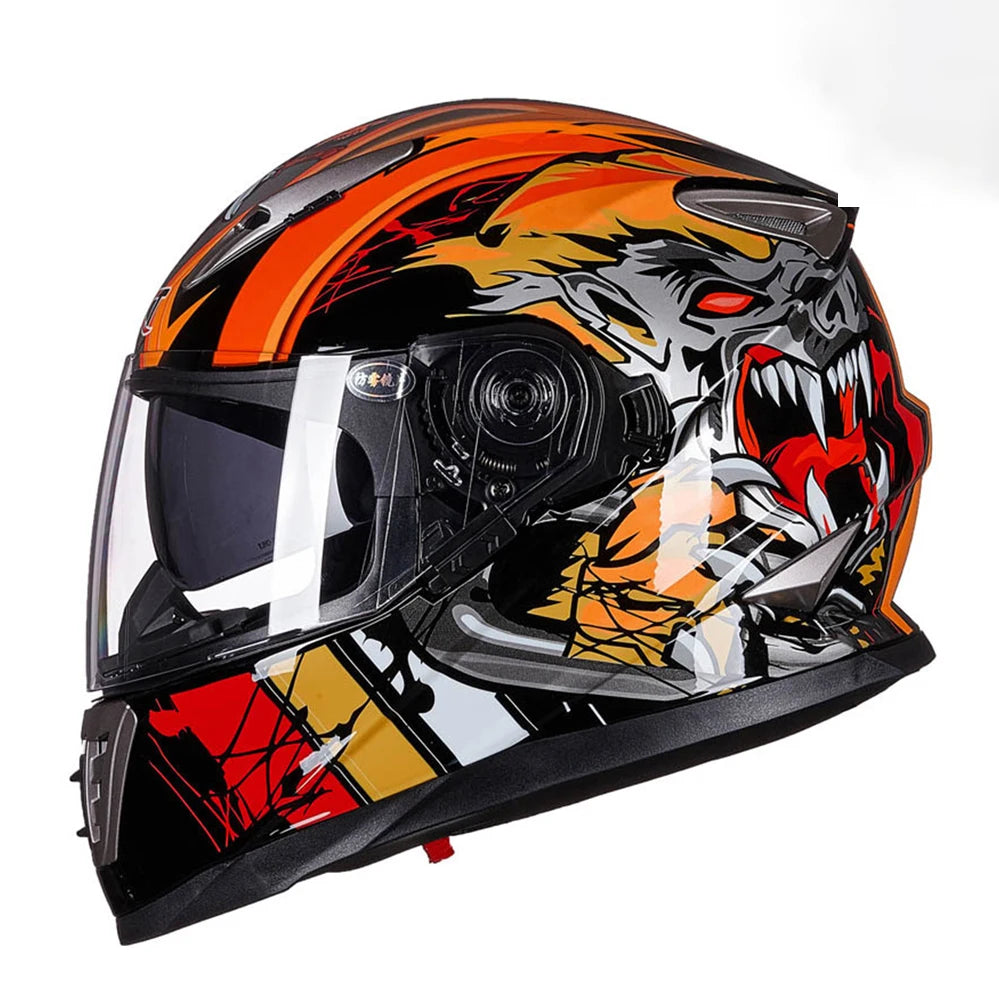 Full Face Motorcycle Helmet Men Women DOT Winter Safety Anti-Fog Waterproof Dual Lens Riding Motorbike Helmet Casco Motocross
