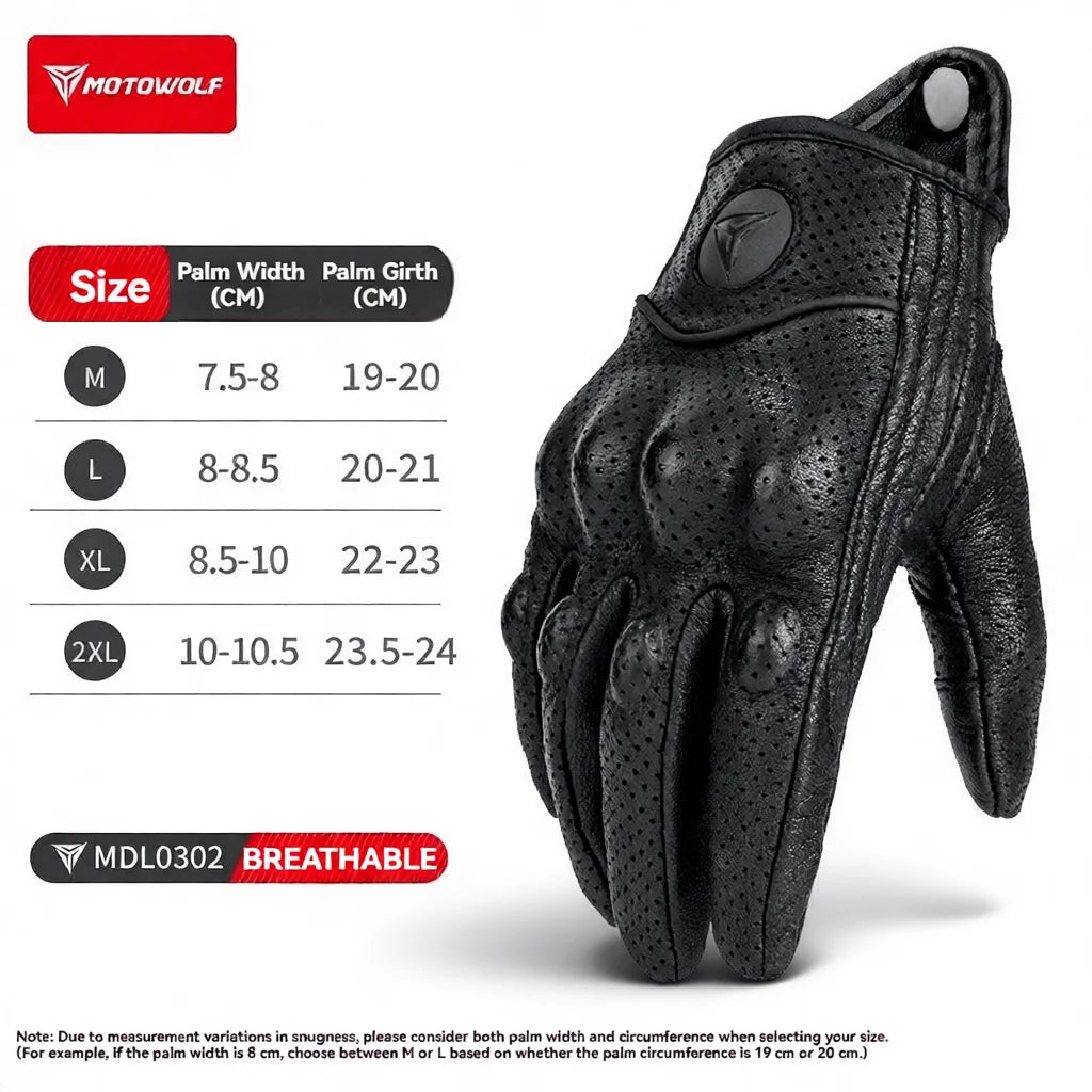 MOTOWOLF Motorcycle Gloves Men Leather Riding Gloves Touchscreen Anti-Skid Breathable Four Seasons Unisex