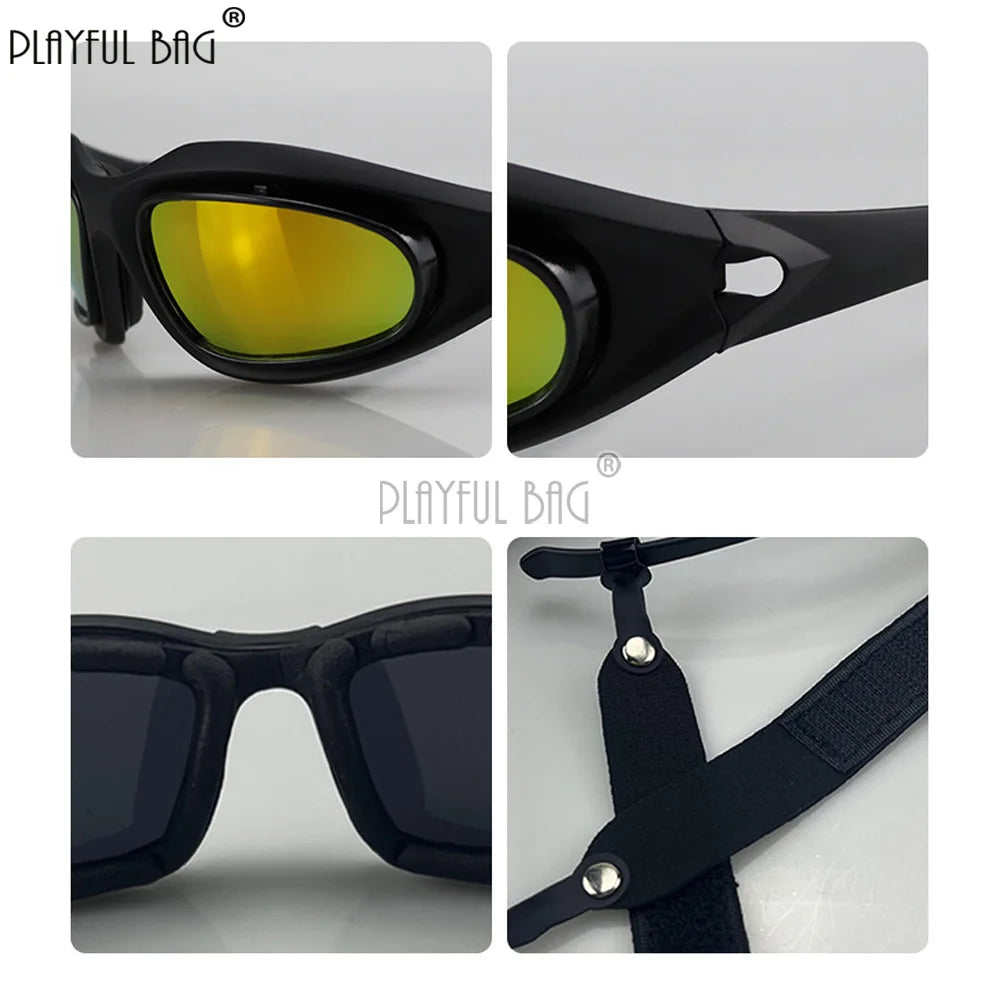 C5 Sports Glasses - Motorcycle Sandproof Goggles with Polarized Lenses - Impact Resistant Bicycle Riding Eyewear NA153S