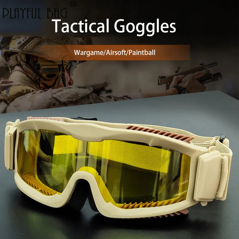 Alpha Tactical Goggles Wind-proof Glasses Eye Protection Airsoft Paintball Outdoor Riding Sports Goggles Motorcycle QG249S