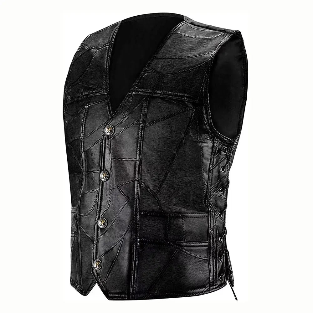 PU Leather Motorcycle Jacket Vest Men Autumn Winter Chaqueta Moto Motocross Riding Jacket Casual Slim Fitting Jacket Vest S-5XL