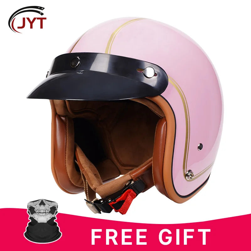 DOT Retro Open Face Motorcycle Low Profile Helmets 3/4 Half Helmet Vintage Four Seasons Unisex for Adult Men Women for Motocross