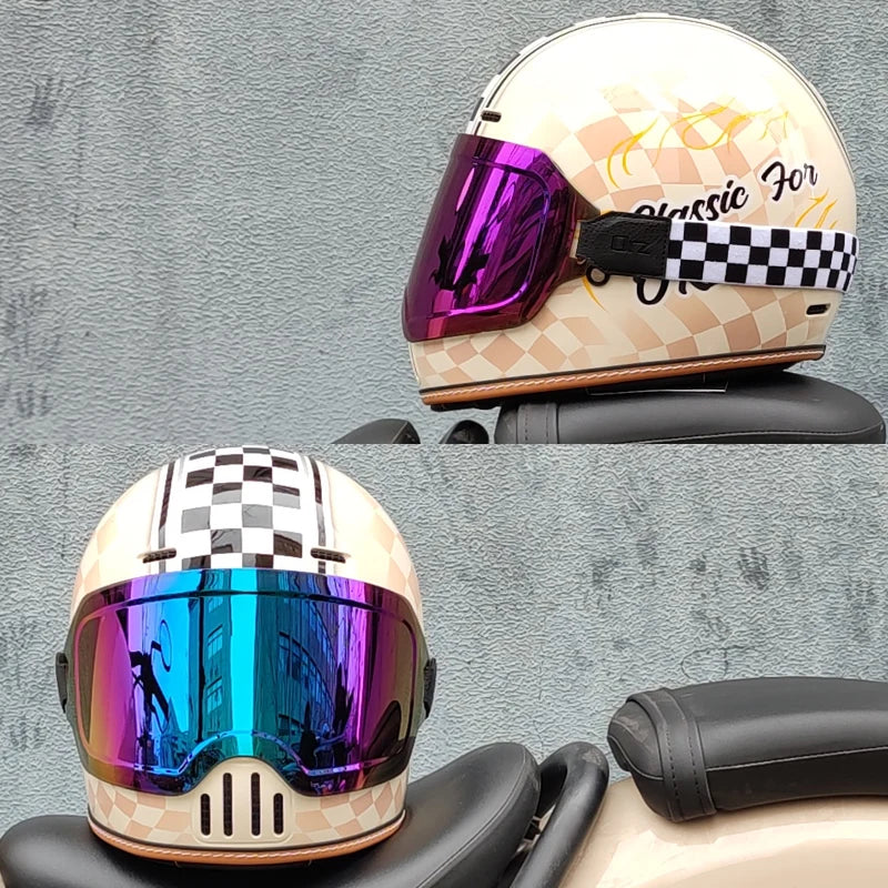 ORZ Retro Motorcycle Full Helmet Motorcycle Helmet Four Seasons Couple Street Bike Helmet Riding Cascos Para Moto