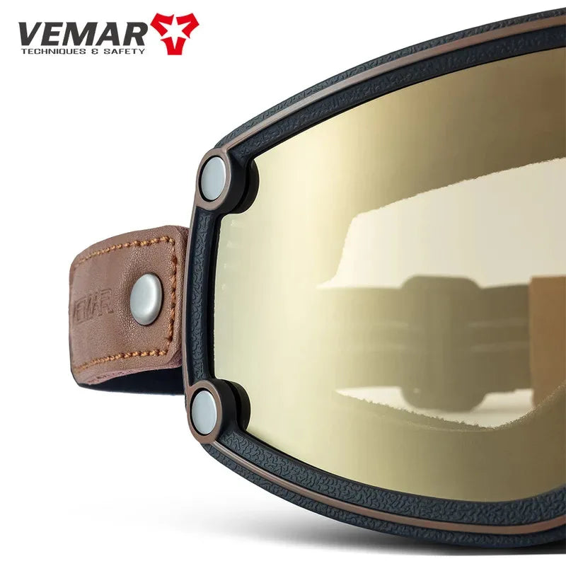 VEMAR Motorcycle Helmet Goggles Windproof Anti-fog Accessories Clarity Glasses Cycling Racer Chopper Sports Biker Riding Eyewear