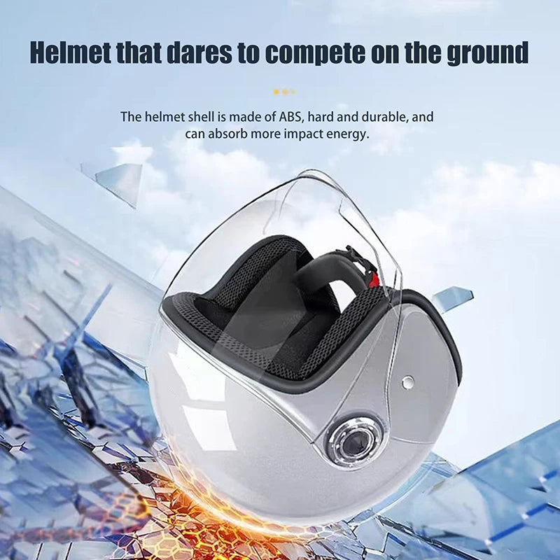1 Piece Men Woman Electric Riding Lens Helmet Four Seasons Comfortable Ventilation Adjustable Motorcycle Safety Helmet