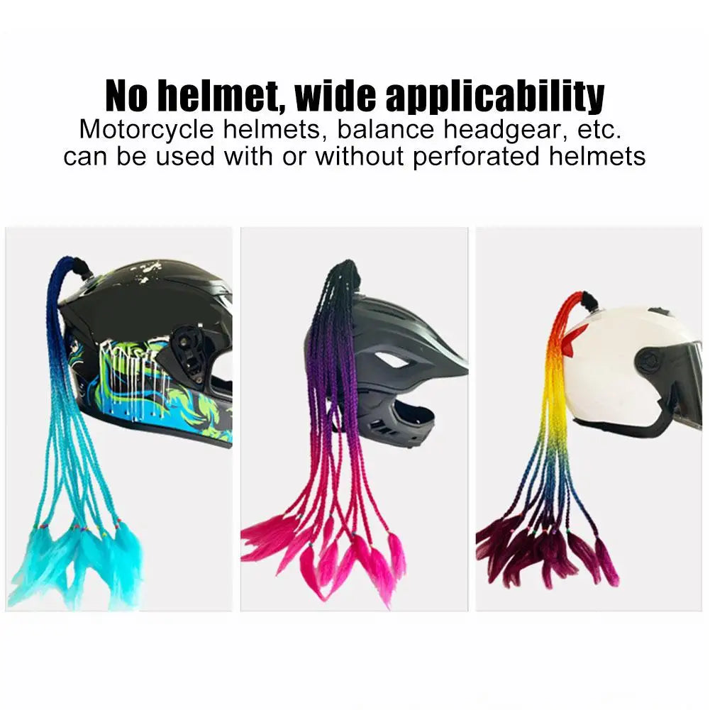 Helmet Braids Pigtails Motorcycle Helmet Braid Ponytail Motorbike Riding Helmet Pigtails Braids For Women Men Children