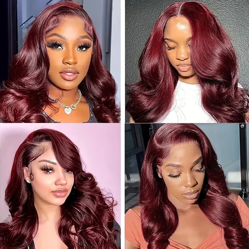 99j Burgundy Body Wave Bundles 3 4 Bundle Colored Wine Red 100% Unprocessed Human Hair Bundles 16A Raw Hair Bundles Extensions