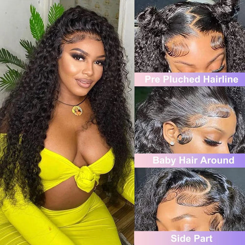 13x6 Lace Front Wig Human Hair HD Transparent 13x4 Deep Wave Lace Frontal Wigs Pre Plucked 200% Density 5x5 Lace Closure Wigs