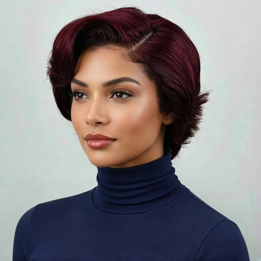 Pixie Cut Straight Brazilian Human Hair Wigs 13x4 Lace Frontal Hair Wig Short Bob Hair Wig 180% density