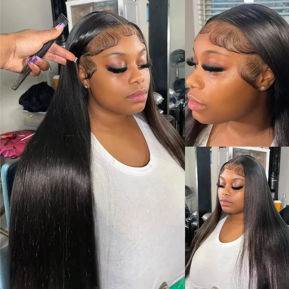 Human Hair Bone Straight 13x6 HD Lace Frontal Wigs Brazilian 30 40 Inch Straight Human Hair Wig Lace Front Wig For Women