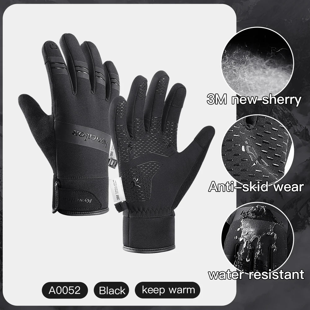 Kyncilor Cycling Gloves Winter Touch Screen Motorcycle Gloves Outdoor Scooter Windproof Riding Ski Gloves Warm Bike Gloves