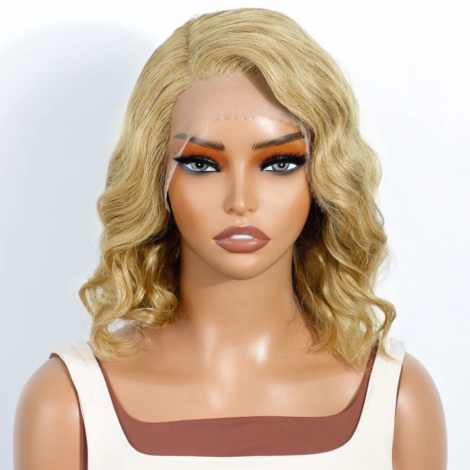 Sleek Short Bodywave Bob Human Hair Wigs For Women Blonde Colored Lace Front Wigs 4 Brown Colored Bodywave Lace Wigs 99J Red Wig