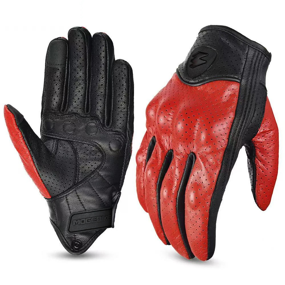 Lightning Metal Logo Motorcycle Gloves - Premium Anti-Slip & Windproof Riding Gloves for Men Women