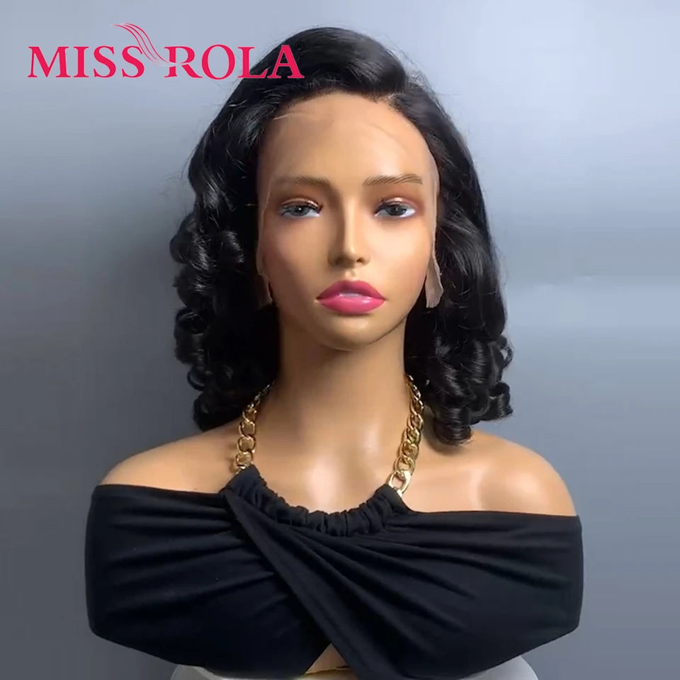 Miss Rola 12A Remy 5X5＆13X4 Bouncy Curly Pixie Cut Lace Front Human Hair Wigs Transparent Lace Brazilian Hair Wig 99J Highlight