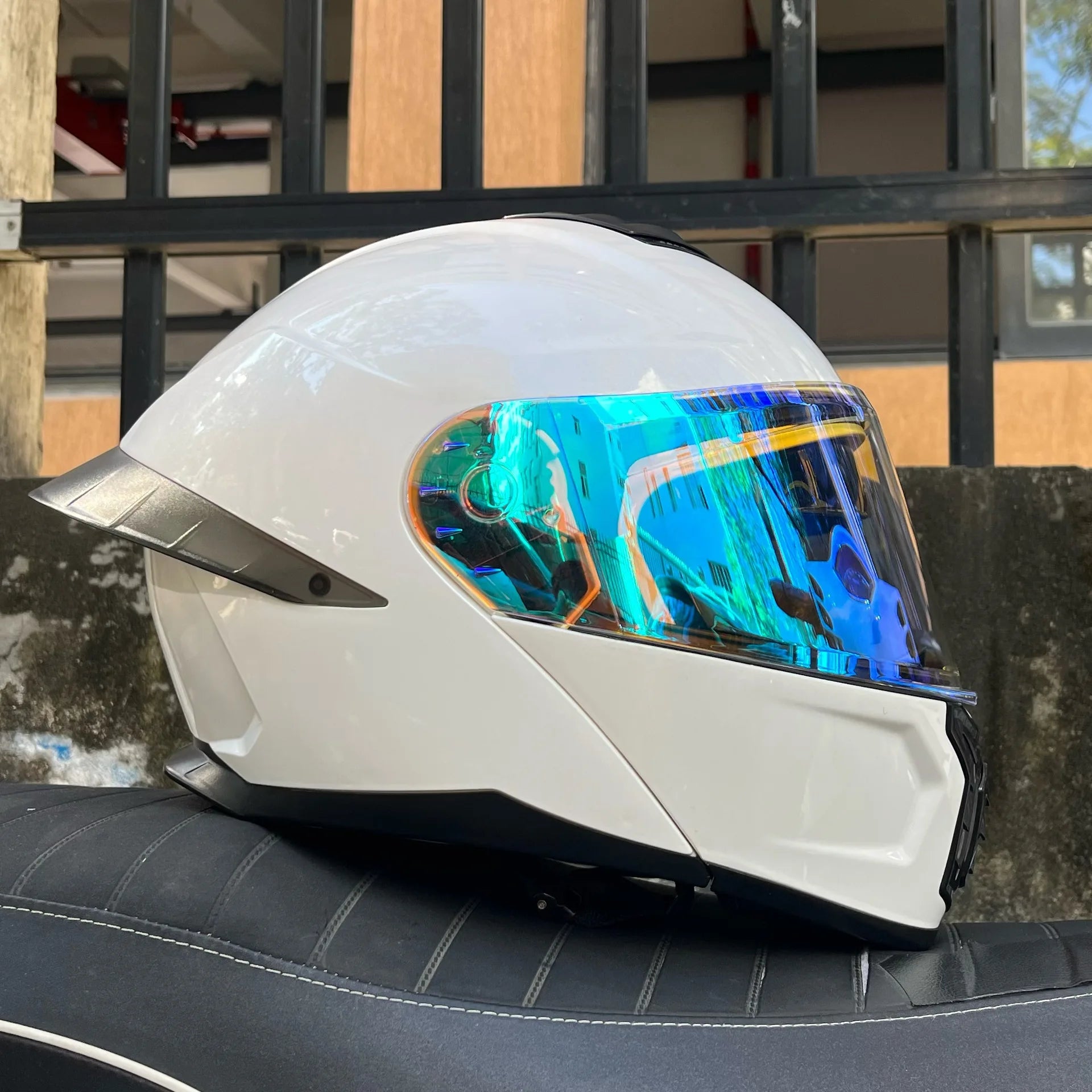 ORZ Motorcycle Helmet Dual Visor Modular Flip Up Full Face Helmet Cascos Para Moto Motocross Night Vision Lens DOT Approved