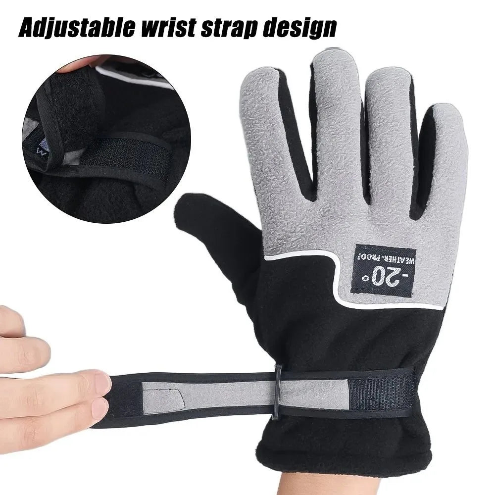 Winter Warm Gloves Outdoor Skiing Cycling Outdoor Sports Five Fingers Mittens Plush Thickening For Men Warm Motorcycle Gloves