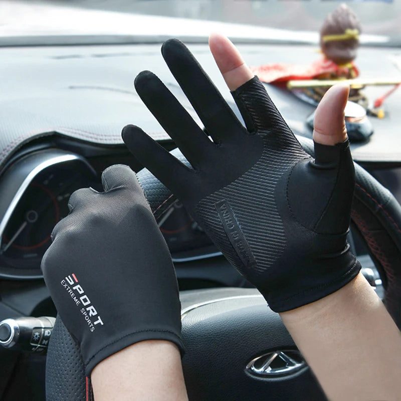 Outdoor Sports Ice Silk Touch Screen Riding Gloves for Men Women Breathable Glove Non-Slip Motorcycle Gloves for Cycling Driving